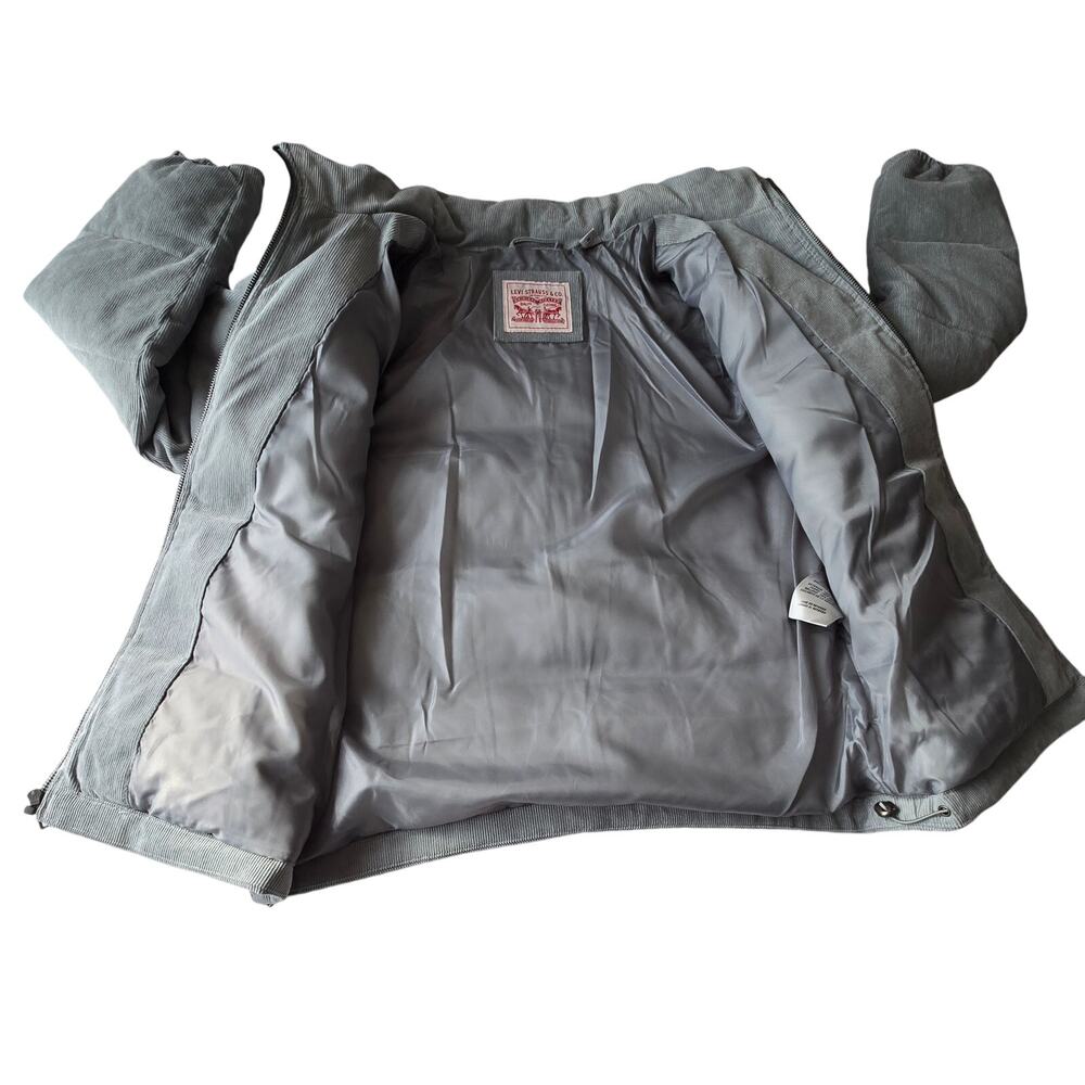 New Levi's Women's Corduroy Mint Green Stand Collar Puffer Zip up Jacket Medium - Picture 6 of 16